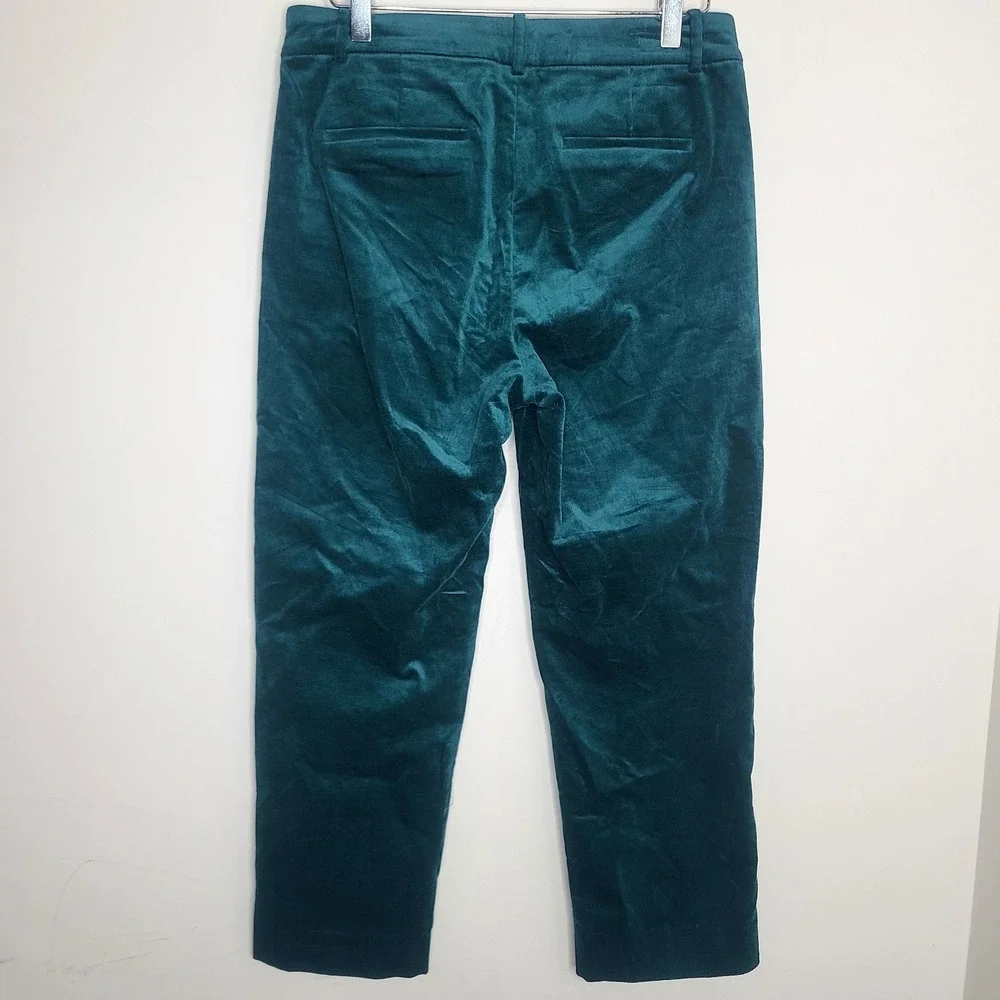 J.Crew Pants Womens 6P Green Velvet Kallie Flat Front Dress Party Fall Pockets
